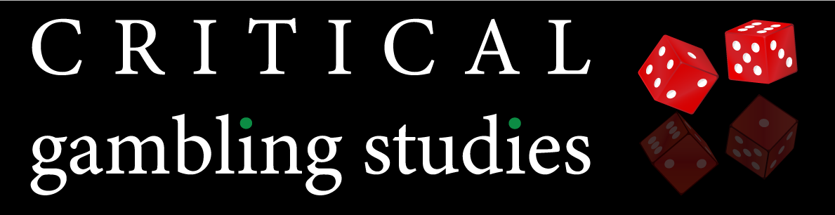 Critical Gambling Studies text logo with two red dice